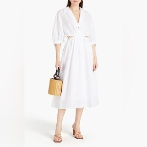 SANDRO Soledad cutout pleated ramie midi dress